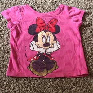 Disney Minnie Mouse Pink Heart Short Sleeve Tee Shirt